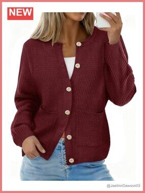 Plus Size Cardigan Sweater Textured Knit Button Down Long Sleeve Fall Winter